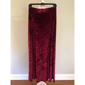 Velvet high waist double slit maxi skirt